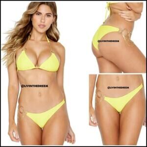 Beach Bunny Yellow Zara XL Top L Bottoms Bikini $310